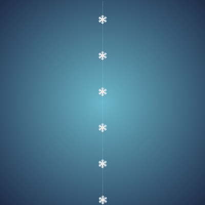 Schneeflockengirlande aus schwer entflammbarer Schneewatte, Dicke: ~ 2 cm, 6 Flocken à 8 cm, Länge: ~ 180 cm
