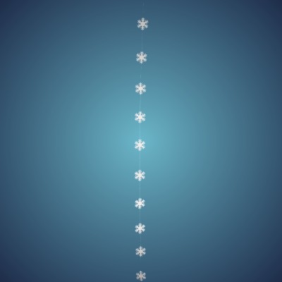 Schneeflockengirlande aus schwer entflammbarer Schneewatte, Dicke: ~ 2 cm, 10 Flocken à 8 cm, Länge: ~ 180 cm