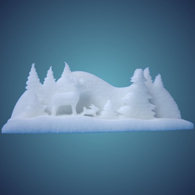 3-D Schneewald (3-teilig) aus schwer entflammbarer Schneewatte, Größe: ~ 50 x 12 x 21 cm, einzeln verpackt