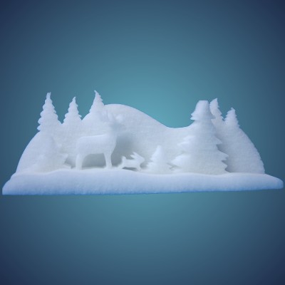 3-D Forest (3-pieces) made of flame resistant snow wool, size: ~ 50 x 12 x 21 cm, individually wrapped