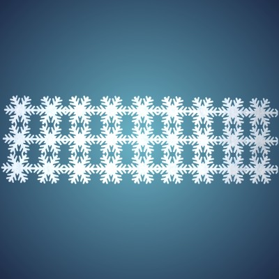 Snowflake carpet made of flame resistant snow wool, thickness: ~ 2 mm, 45 Flakes à 8 cm, size: ~ 0,24 x 1,20 m