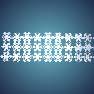 Schneeflockenteppich aus schwer entflammbarer Schneewatte, Dicke: ~ 2 mm, 27 Flocken à 17 cm, Grösse: ~ 0,50 x 1,50 m