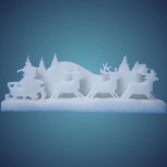 3-D Reindeersleigh (3-pieces) made of flame resistant snow wool, size: ~ 63,5 x 12 x 21 cm, individually wrapped